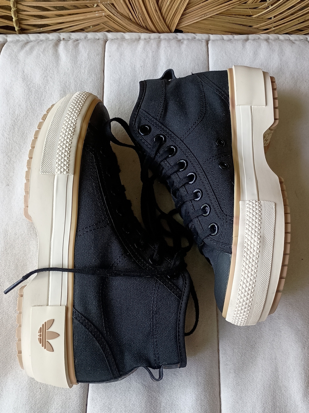 Adidas Black Canvas Platform High-Top Sneakers_7